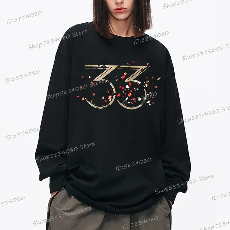 Men's T-shirts Clair Obscur Expedition 33 Long-sleeved Shirt Men Clair Obscur T Shirts Gamer High Quality Washed Cotton Tops