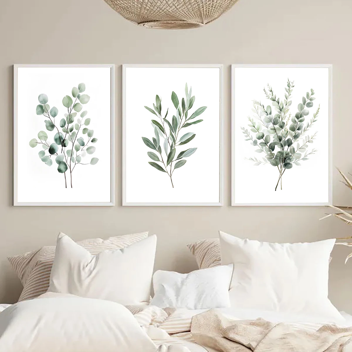 1 Stück Bohemian Salbeigrüne Blätter Druck Poster Moderne Botanische Ästhetik Kunstdrucke Wandkunst Heimdekoration Kunstposter Geschenke