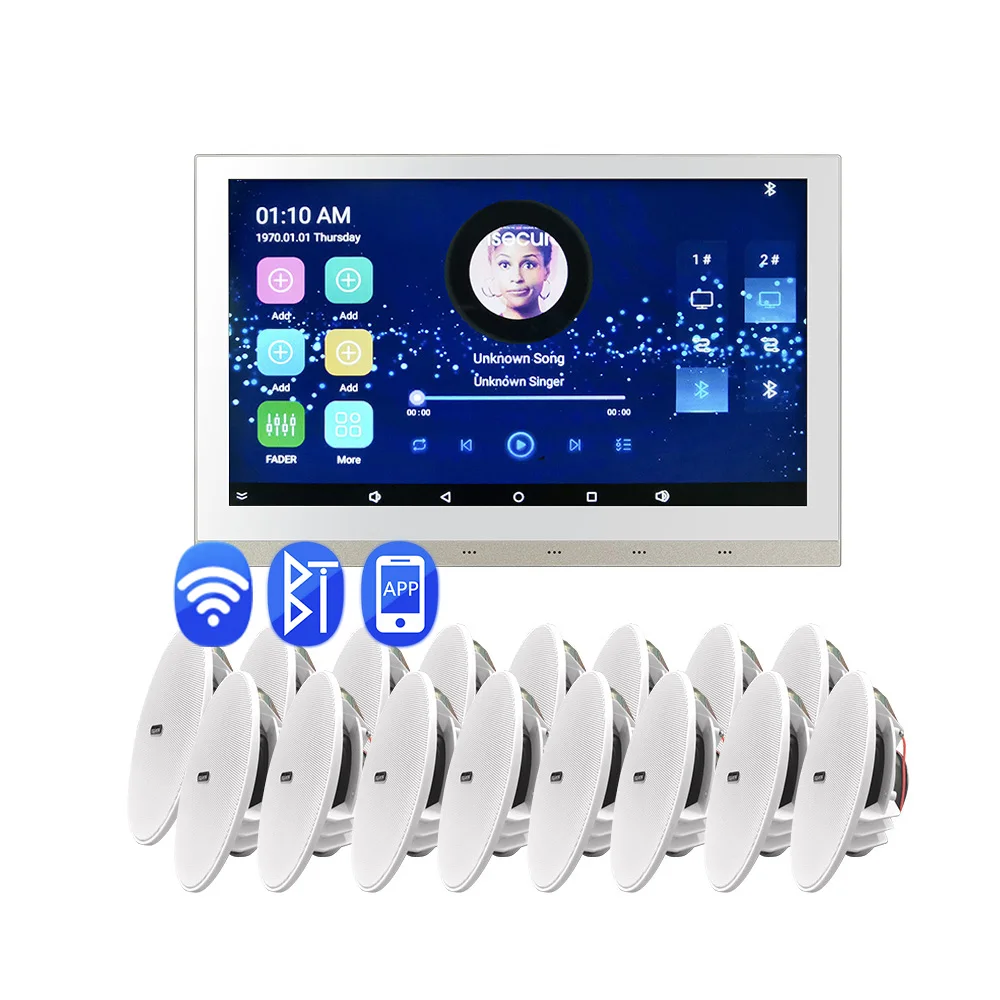 

10 Inch BT On Wall Amplifier with 16pcs Loudspeakers Music Controller WIFI Smart Home Audio System In Wall Amplifier panel