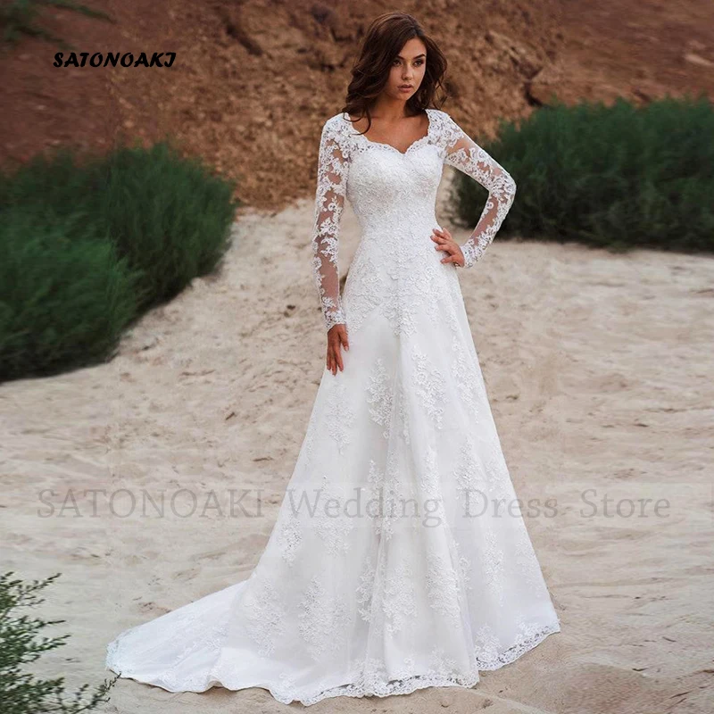 

Customized Elegant Simple Boho Lace Wedding Dress for Women V-Neck Backless A-Line Beach Bride Gown Vestidos De Novia Robe Marié