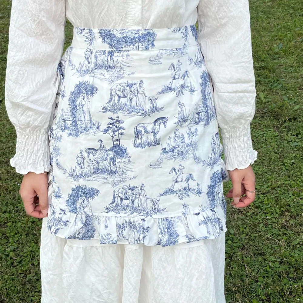 Toile De Jouy-delantal De algodón parisino Vintage, ropa De trabajo artística para salón De belleza, cocina casera, arte De uñas, delantal De cintura para hornear