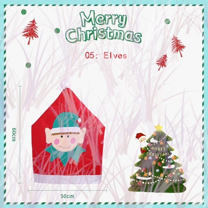 1/2/4/6 Daily Home Christmas Decorations, Snowman Santa Claus reindeer chair cover, 60cm x 50cm B2