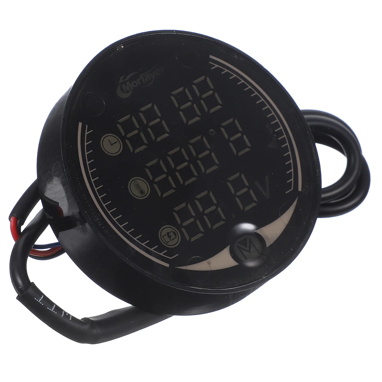 Motorcycle Voltage Meter Three-in-One Time Temperature Voltmeter Digital Thermometer Black Abs Temperate