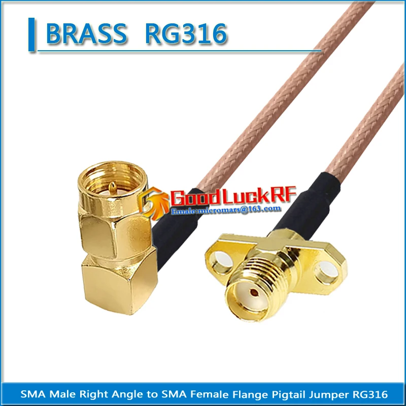 

SMA Male Right Angle 90 Degree to SMA Female 2 hole Flange Pigtail Jumper RG316 extend Cable low loss