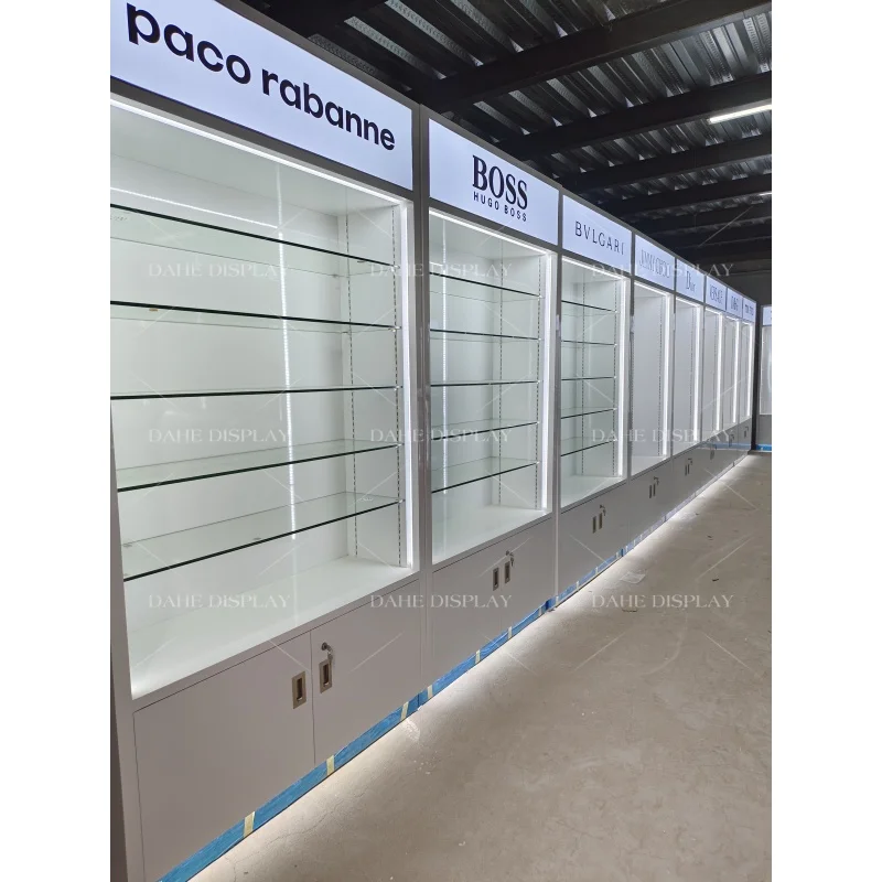 custom.Perfume Shop Interior Design Perfume Store Display Showcases Cosmetic Skincare Store Display Counter Glass Cabinet Pe