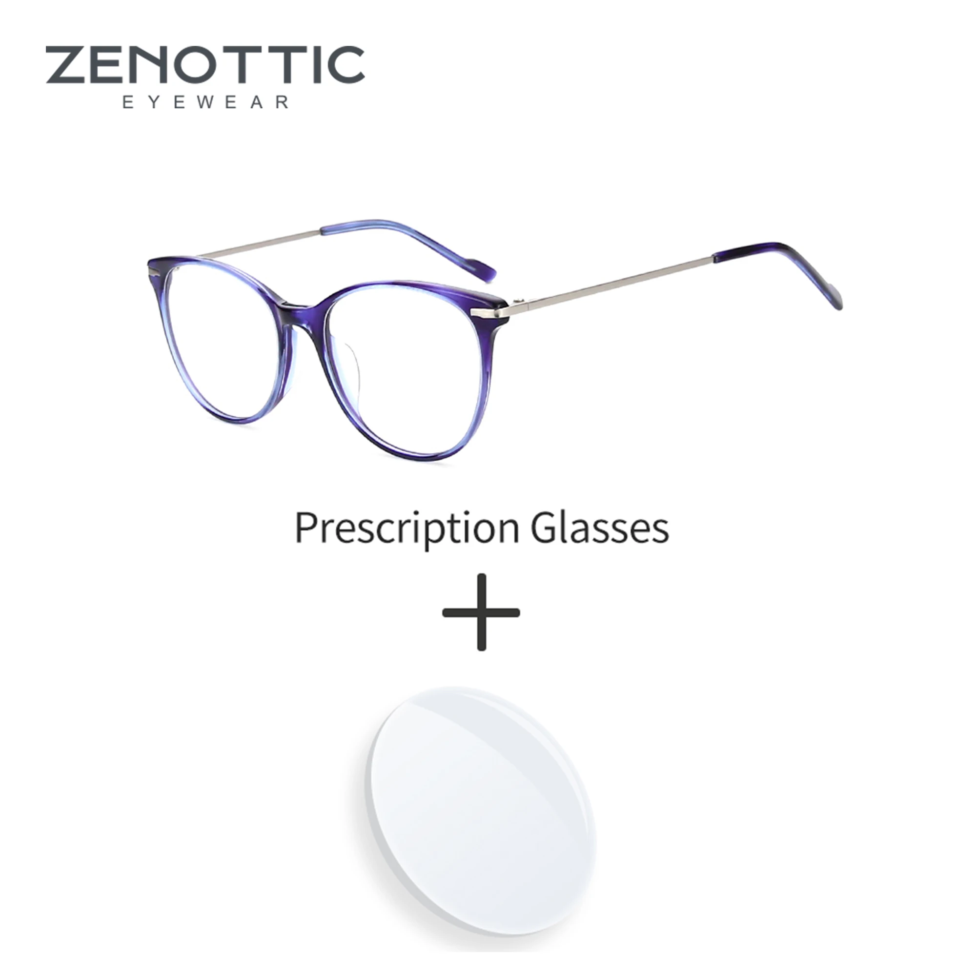 ZENOTTIC  Acetate Prescription Eyeglasses Women Men Square Progressive Optical Eyewear Myopia Hyperopia Anti Blu-ray