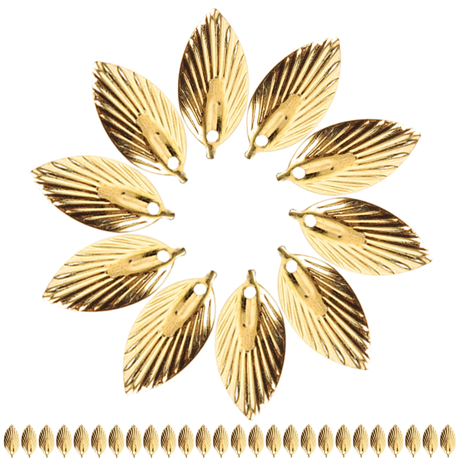 

200pcs Golden Charms 9x18mm DIY Jewelry Crafting Jewelry Leaf Charms Supplies Retro Pendants Bracelet Hair Accessories