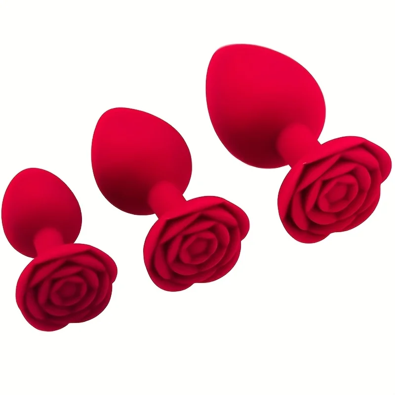 Silicone Anal Plug for Men Rose Flower Butt Plugs for Women Anal Training Set for Beginners Butt Plug Sex Toys for Couple