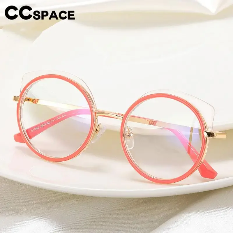 57079 moda damska kolorowe okrągłe oprawki do okularów Vintage zawias sprężynowy optyczne przezroczyste okulary okulary blokujące niebieskie światło — zdjęcie 5