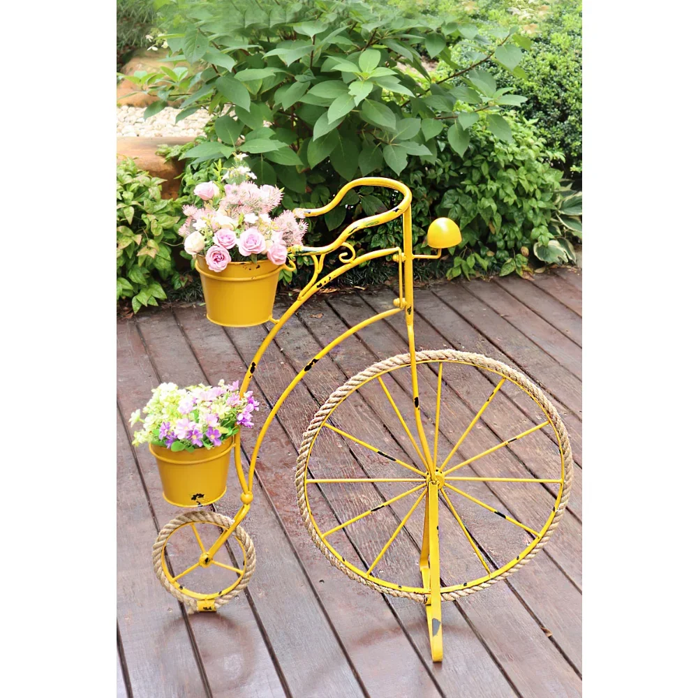 Outdoor Bicycle Flower Stand Old Iron Courtyard Garden Balcony Layout Show Window Decorations Gardening Ornaments