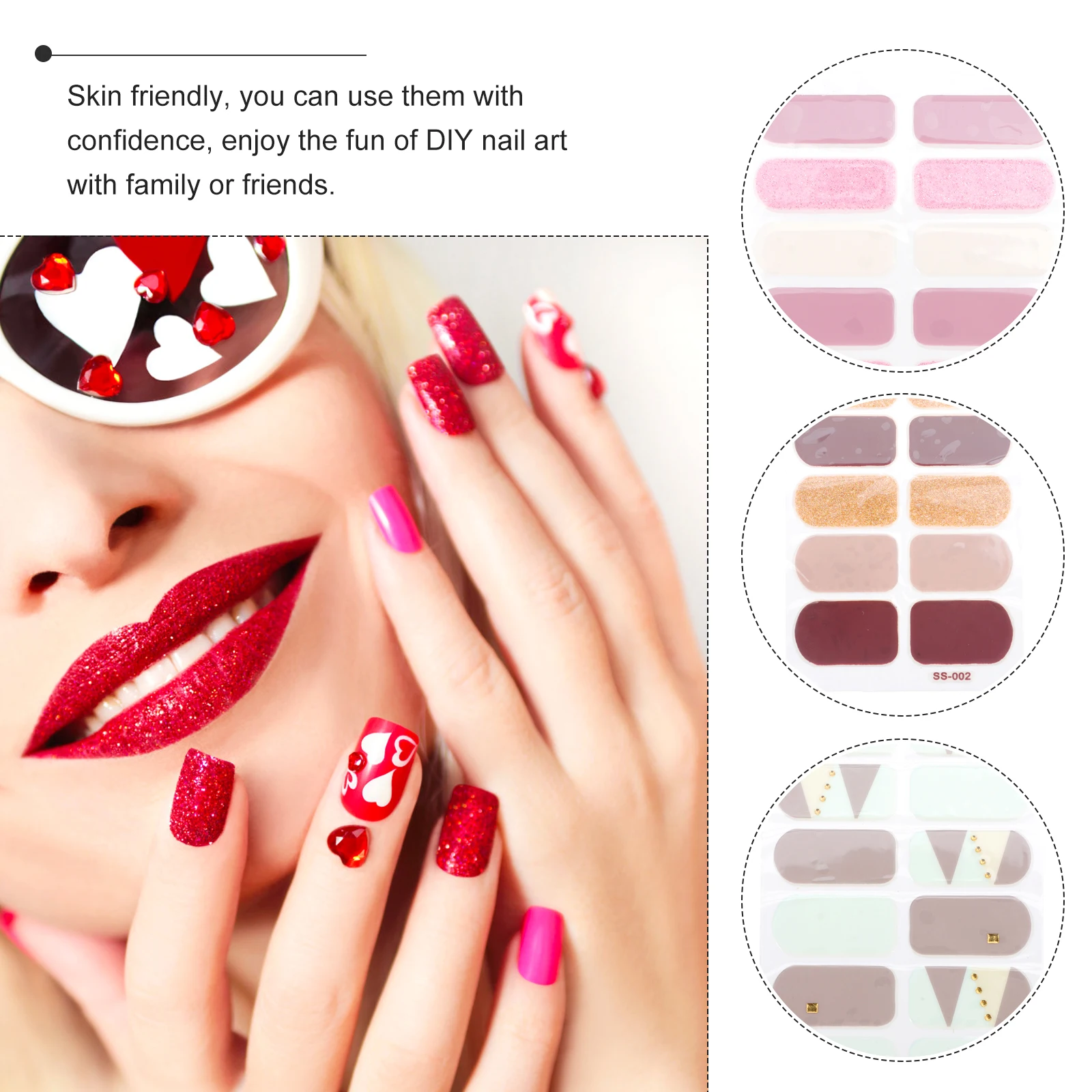 

Nail Stickers Art Manicure Waterproof Decals Polish Strips Gel Acrylic Fake Nails Decoration DIY Adhesive Scrapbook