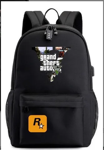 حقائب ظهر GTA 5 ذات سعة طباعة حقائب مدرسية للكمبيوتر المحمول للمراهقين والسفر #3