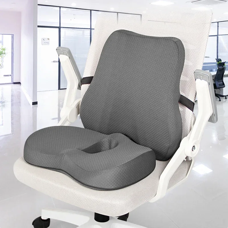 Memory Foam Seat Cushion Orthopedic Coccyx Support Cushion Office Chair Waist Back Lumbar Cushion Car Seat Hip Massage Pad Set