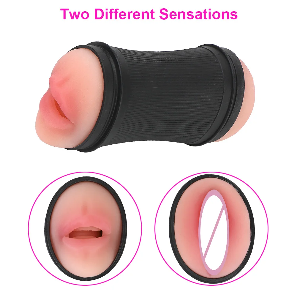 Double Head Use Manual Male Masturbator Realistic Vagina Oral Blowjob Cup Masturbation Machine Adult Erotic Sex​ Toy for Men 18+