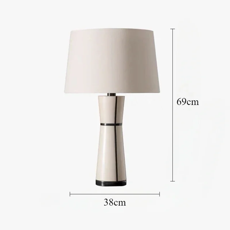 SANDYHA Nordic Ceramic Table Lamp Fabric Art Lampshade LED Light for Living Room Bedroom Study Sofa Bedside Table Decor Lighting