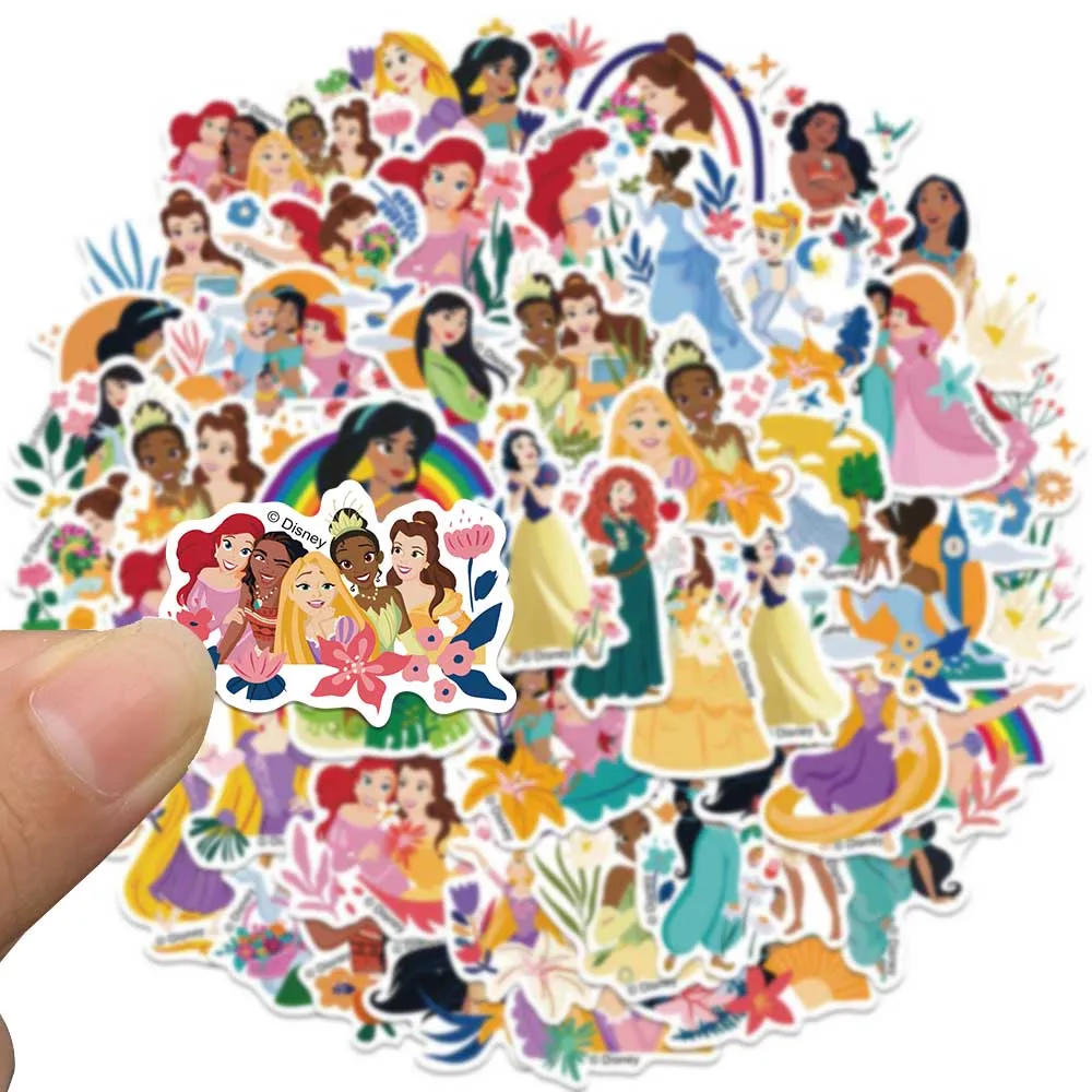 50 Stuks Disney Prinsessen Stickers Schattige Cartoon Anime Meisjes Waterdichte Graffiti Voor Laptop Telefoon Bagage Gitaar Vinyl Stickers