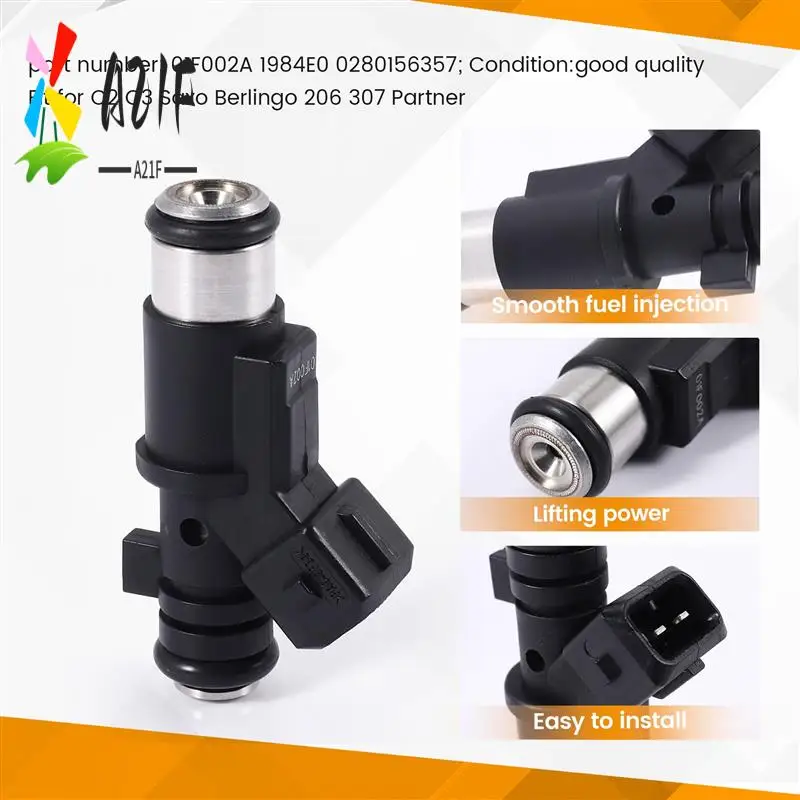 

A21F-Fuel Injectors For Citroen C2 C3 Saxo Xsara Berlingo 206 307 1007 Partner 1.4 01F002A 1984E0 0280156357