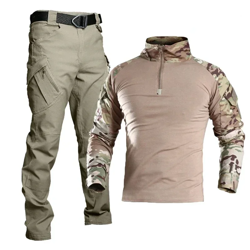 Summer Hunting Uniform Set Men Tactical Shirt Long Sleeve Hunting Pants Hunting Camping Tactical Suit Camouflage Man