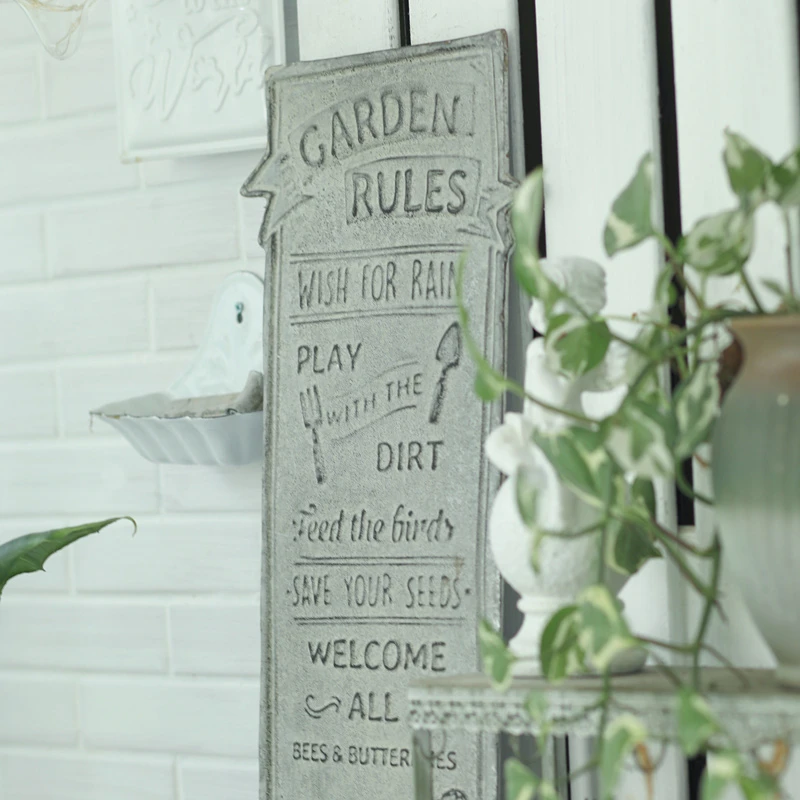 Handcrafted Garden Metal Plate Plaque Vintage Outdoor Sign Rustic Wall Decoration Metal Garden Plaque Outdoor Wall Decor