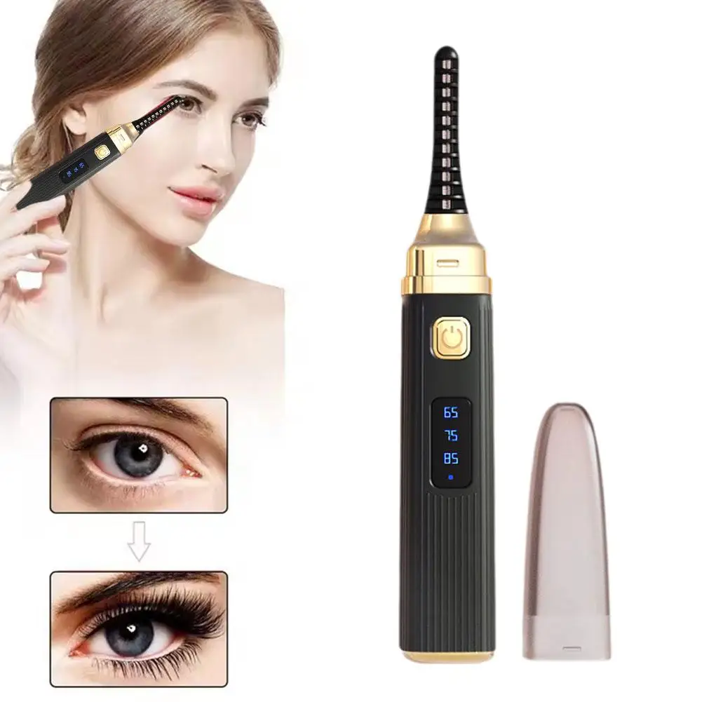 Heating Eyelash Curler Long-lasting Electric Makeup Heating Eyelashes Curler Adjustable Lasting Long Eyelash Quick Natural D0e8