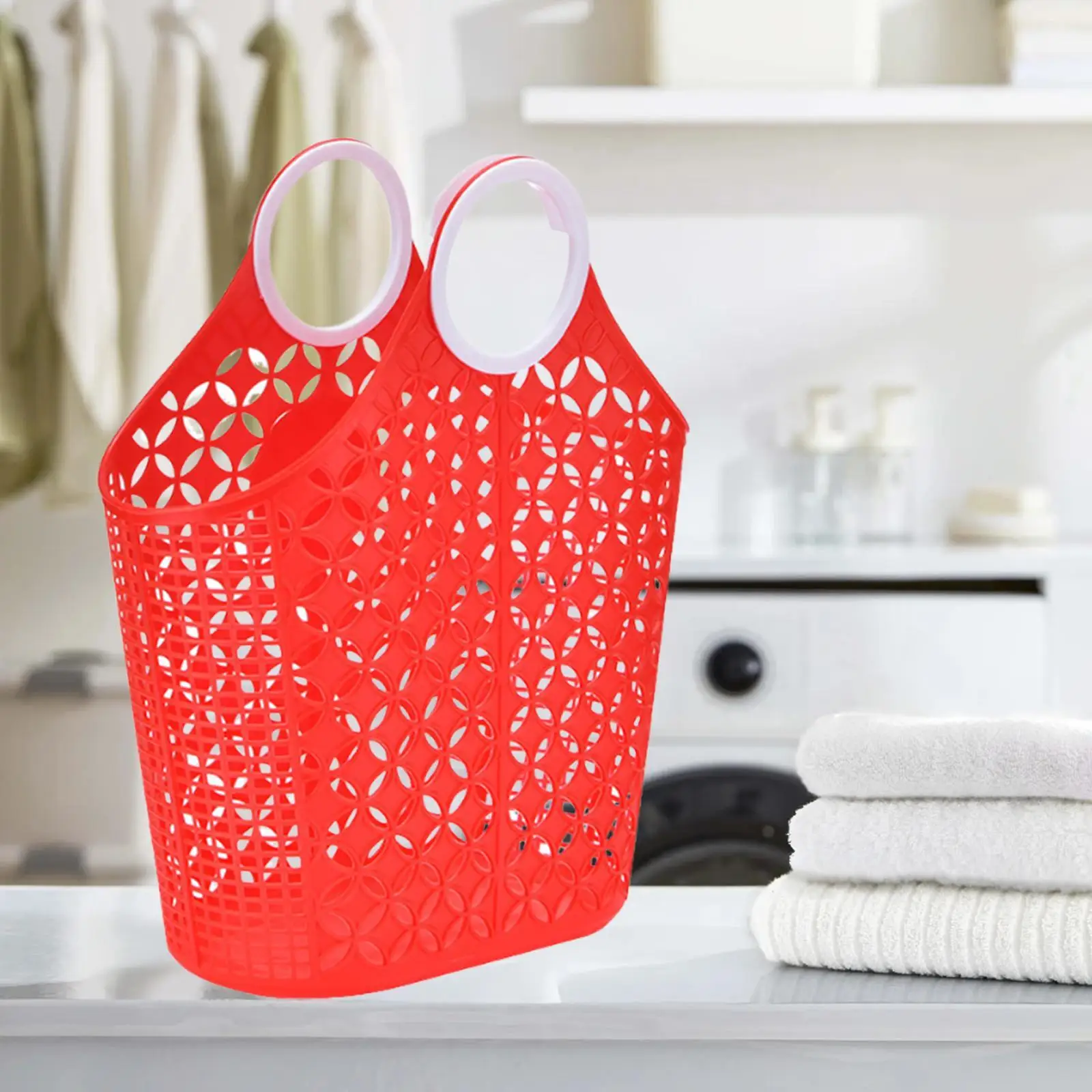 Rectangular Shower Basket with Ventilated Hollow Design Handle for Bathroom Storage and Home Utility