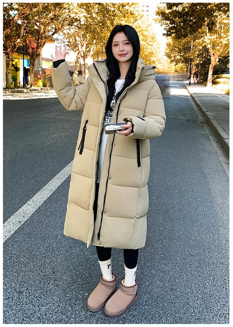 2026 Fashion Down Winter Cotton-padded Jacket Men Women Couple Clothes Long Parkas Thicken Warm Tops Hooded Overcoat Loose Coats