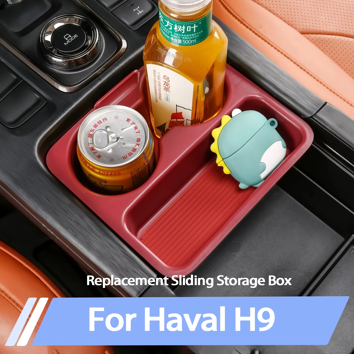 

For GWM Haval H9 2024 2026 Armrest Box Lower Sliding Storage Box With Cup Holder