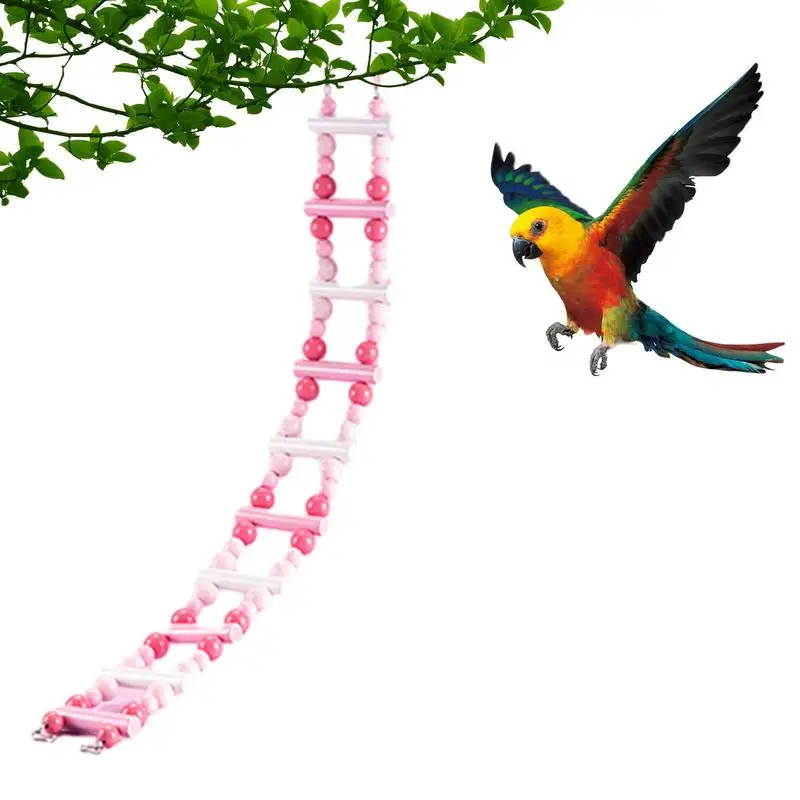 Wooden Swing Climbing Ladder Colorful Chewing Toys Bird Cage Accessories For Budgies Small Birds Canaries Parakeet Parrots