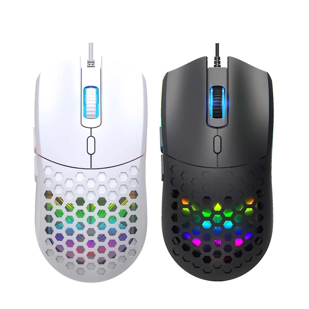 

Hollow Cooling Mouse 6400DPI Gaming Mouse Rainbow Optical Effect Colorful Backlight USB Wired Mouse PC Computer Laptop Mice