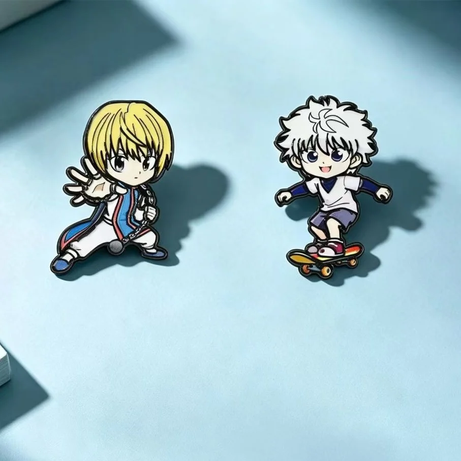 2Pcs Hunter Hunter Enamel Pins Set Killua Zoldyck Kurapika Anime Brooch Cartoon Badge Backpack Jacket Hat Decor Cosplay Gift