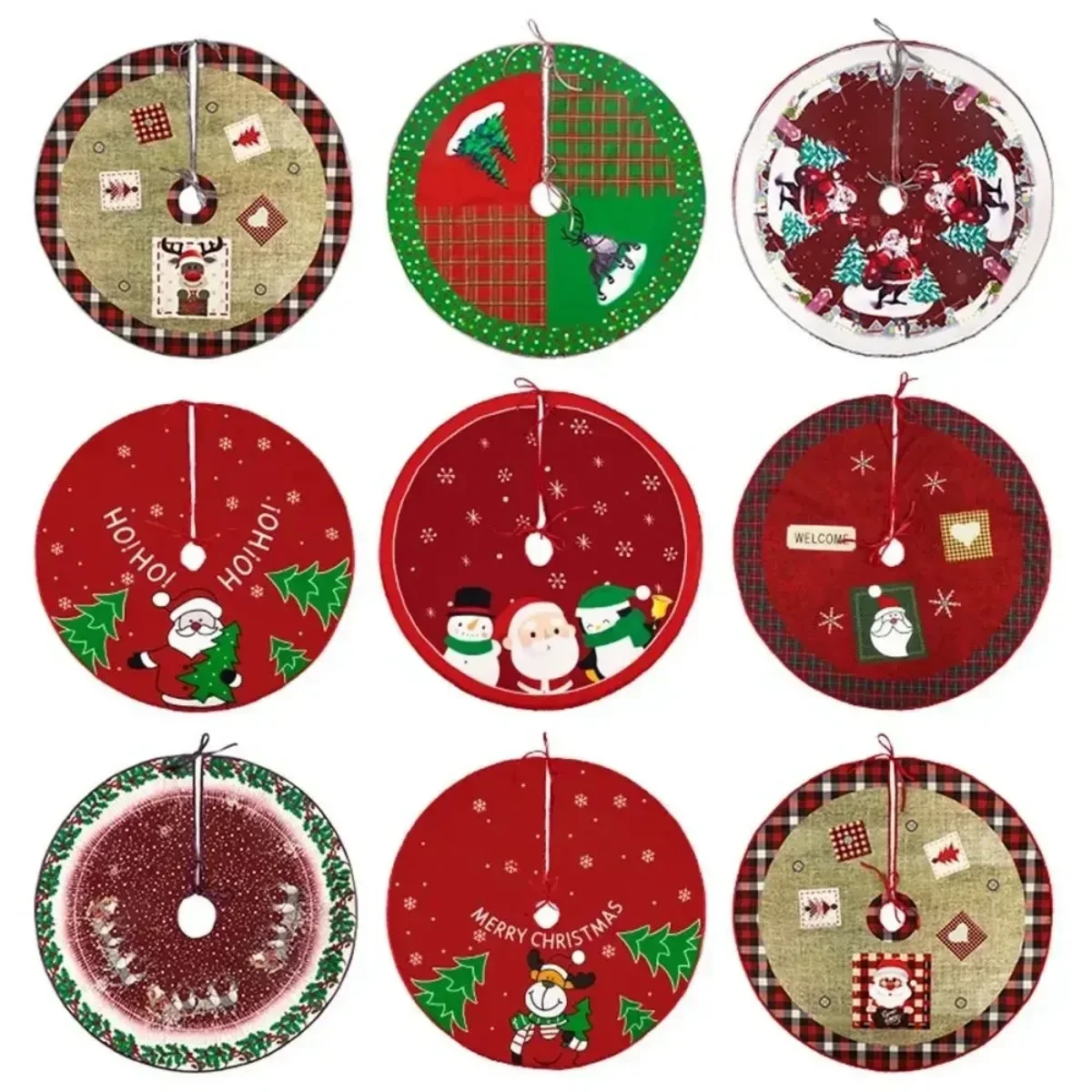 60/70/90Cm Kerstboom Rok Rode Kerstboom Voet Cover Kerstman Sneeuwvlok Kerstboom Tapijt basis Mat Decoraties