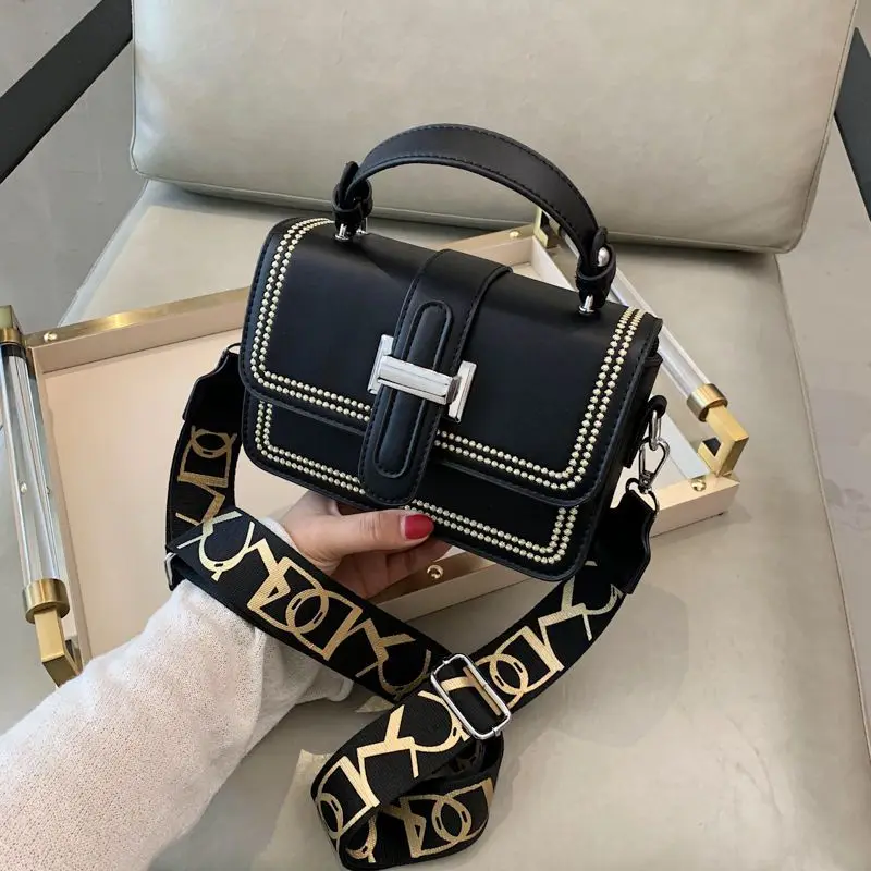 

Women's Small Bag High Fashion PU Leather Simple Casual Oblique Shoulder Broadband Magnetic Buckle Women's Small Square Bag