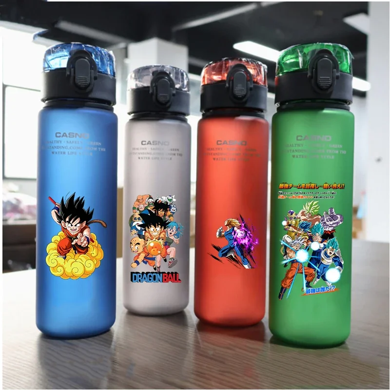 560ML Dragon Ball Son Goku Bulma Krillin kolorowa Anime kreskówka o dużej pojemności przenośna sportowy kubek na wodę Fitness na zewnątrz