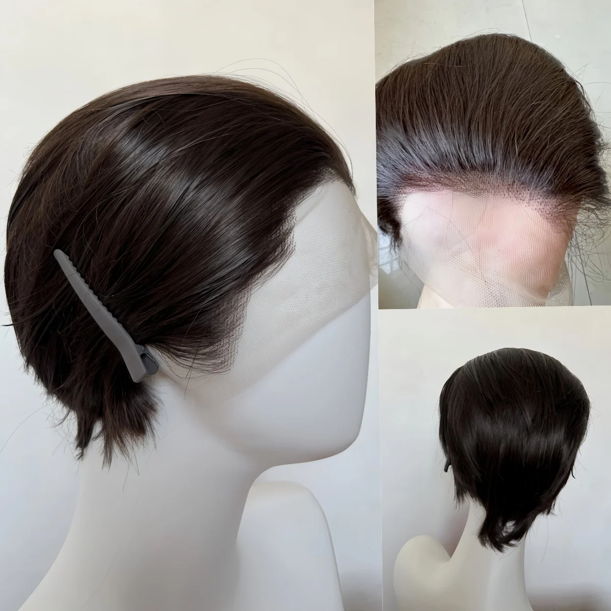 

Deep Brown Lace Front Short Bob Wigs for Man Cosplay Heat-Resistant Fiber 13*4 with High Quality Synthetic Wigs Brown 6 Inches