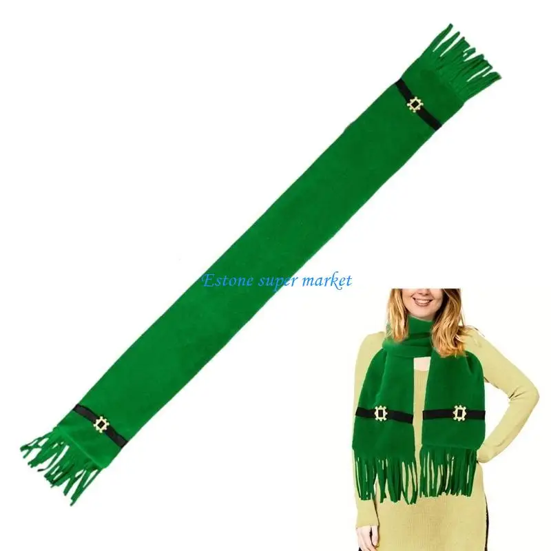 090B Winter Cold Weather Thick Scarfs Patrick's Day Scarf Tassels Scarf Green Scarf Warm Scarves Long Shawl Large Scarves
