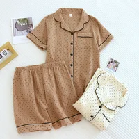 100% Cotton Gauze Women Pajamas Polka Dot Print Sleepwear 2025 Spring Female 2 Piece Set Nightwear Lady Pyjamas Loungewear - Image 5