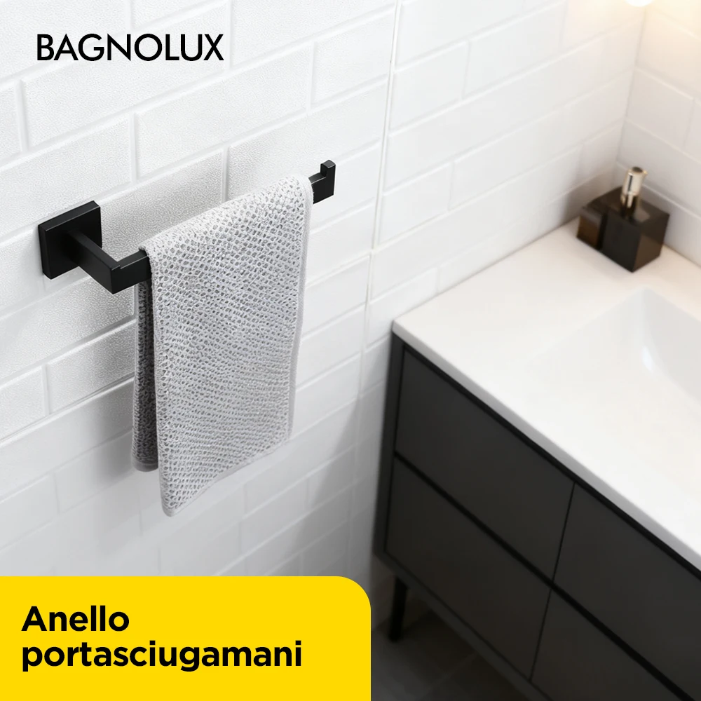 Kit portasciugamani da bagno in metallo nero opaco 304 di alta qualità, accessori, portasciugamani per bagno, montaggio a parete, resistente