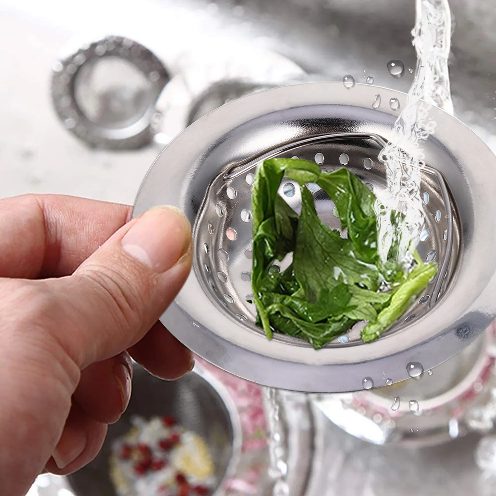 3 قطعة حوض الفولاذ المقاوم للصدأ تصفية شبكة المطبخ الحمام استنزاف مصفاة الماسك للشعر النفايات الحطام مصفاة حوض المنزل