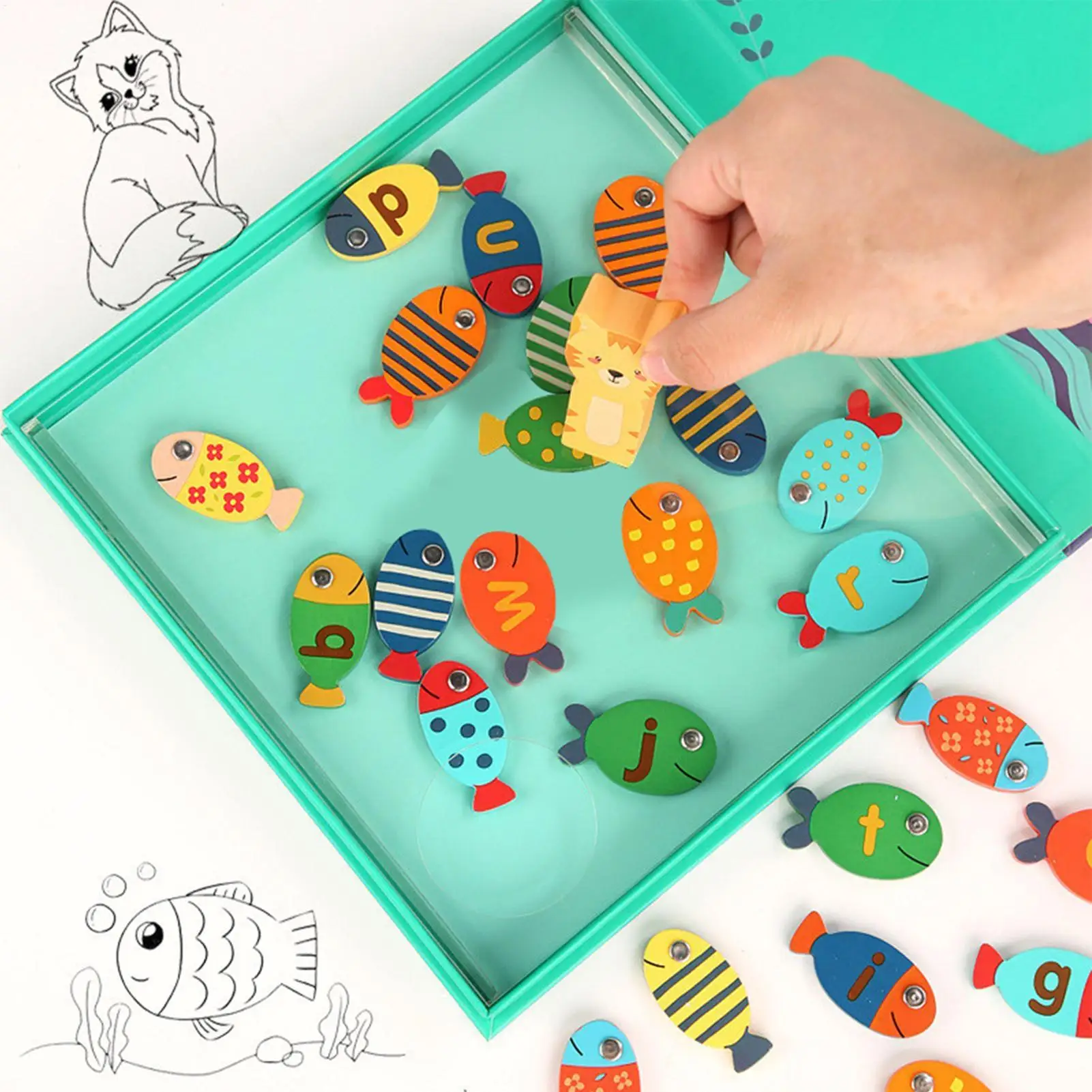 Fish Game Magnetic 26-Letter Learning Toys Alphabet Fish Catching Puzzle Games For Kids Boys Girls Classroom Preschool Travel