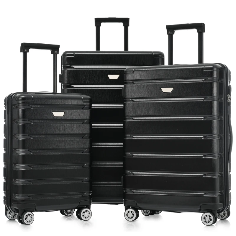Set 3 Piece  Durable ABS PC Travel Suitcase With Spinner Wheels For Men Women
