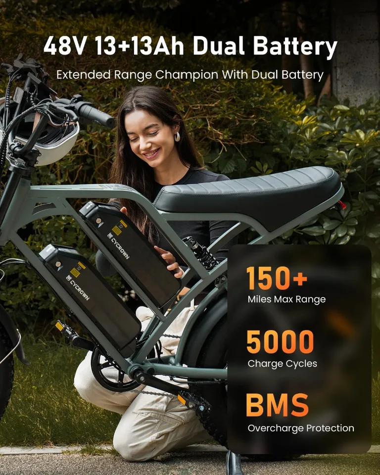 -26ah Electric Bike 48V 26Ah Dual Battery 28MPH Adult Ebike image 4