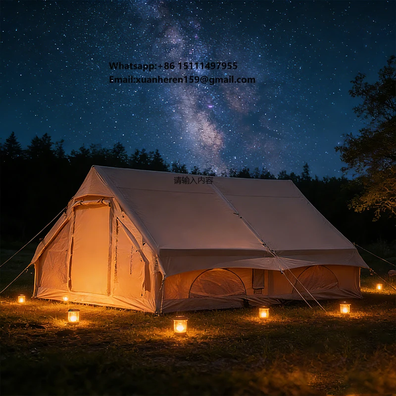 

Meter Thickened PVC One Bedroom Waterproof Inflatable Summer Portable Aluminum Tent for 6-8 Persons Family Camping
