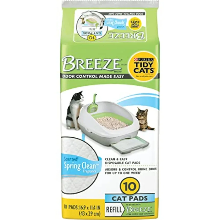 Breeze Cat Pads Refill Pack Spring Clean Scent 10 CT Pack of 4