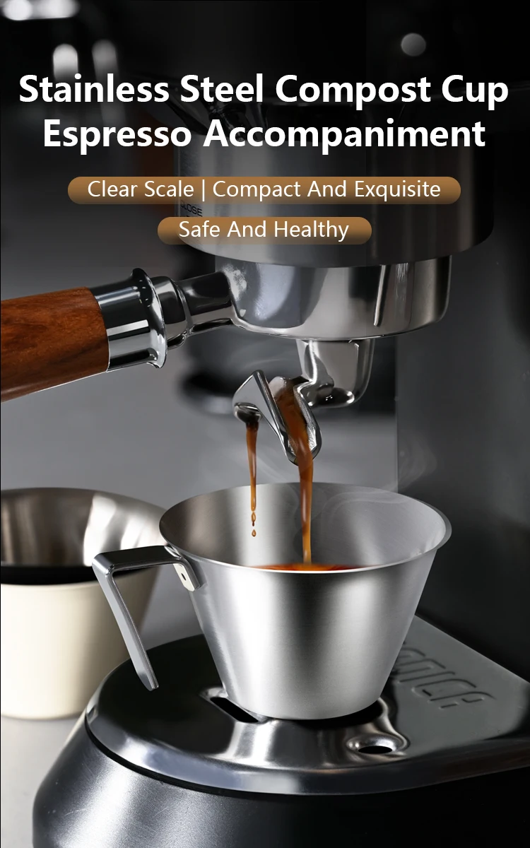 304 Edelstahl Messbecher 100ML Kaffee-Dosierbecher mit Griff Präzisionsskala für Espresso Milch Latte Art Barista-Werkzeug – Detail 1