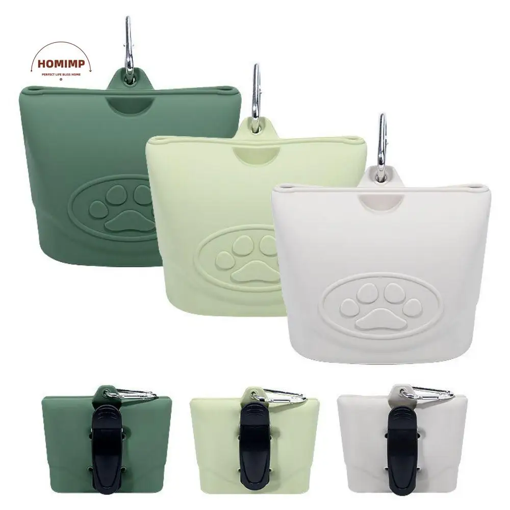 

Food-grade Silicone Pet Feeding Bags Leak-proof with Waist Clip Portable Pet Snack Pouch Large Capacity with Carabiner