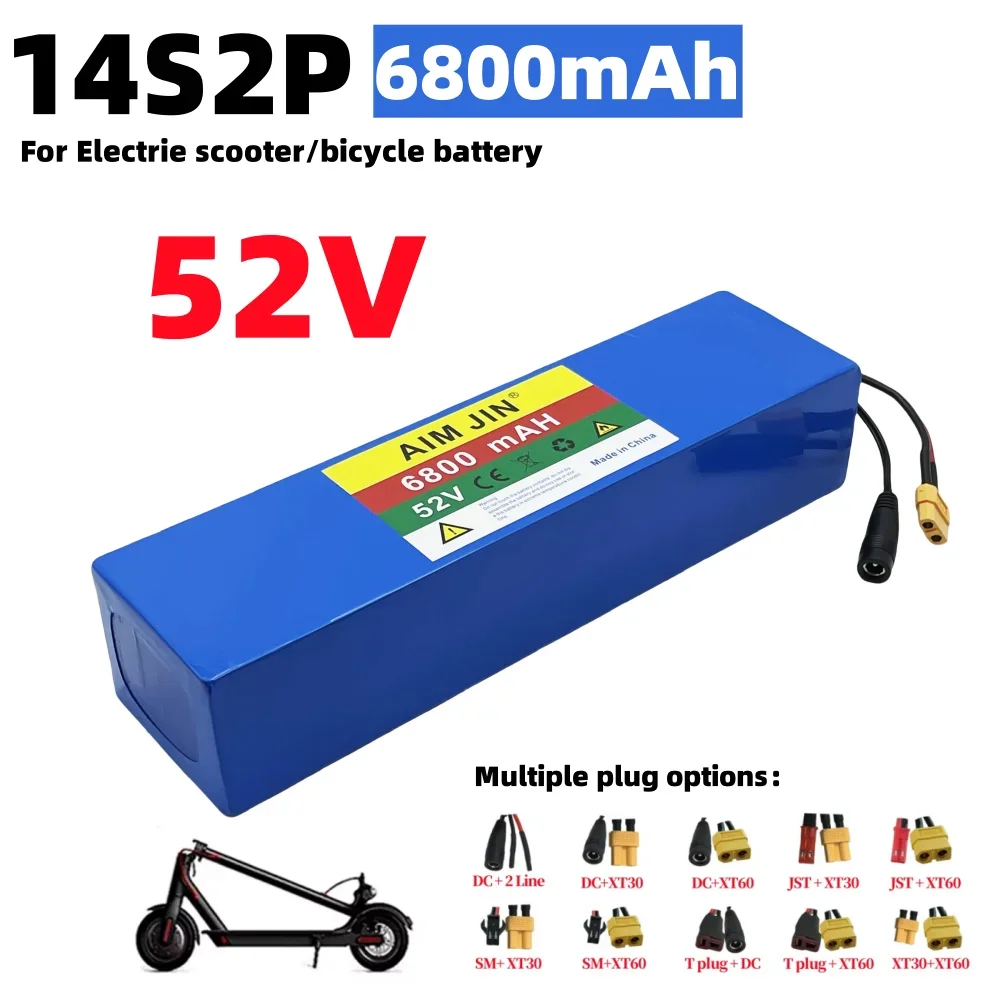 

14S2P 52V 6800mAH Lithium ion Battery Pack 1500W High Power for Bicycle Scooter Motorcycle Built in BMS