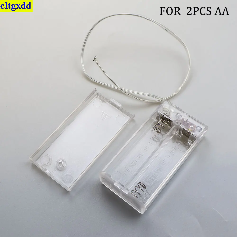 cltgxdd 1 piece transparent tape cover battery box AA/AAA battery holder storage box DIY lead strip open/close 1/2/3/4 slot