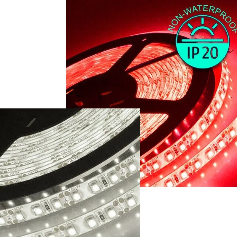 Imagem -06 - Flexível Tira de Luz Led 240 Leds m Dc12v 2835 Smd Branco Quente Vermelho Verde Azul Ip20 Ip65 5m