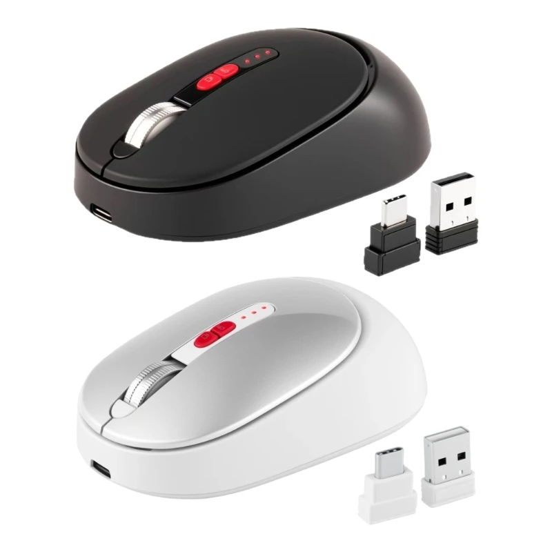 Multiple Device Bluetooth-compatible Mouse 3 Modes USB C Receiver Quiet Clicking Power Display Lightweight F19E