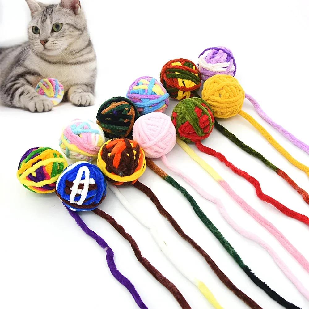 Pet Cat Toys Self Entertaining Chew Tease Cats Toys with Bell Kitten Colored Balls Interactive Toys Pet Products Accessories